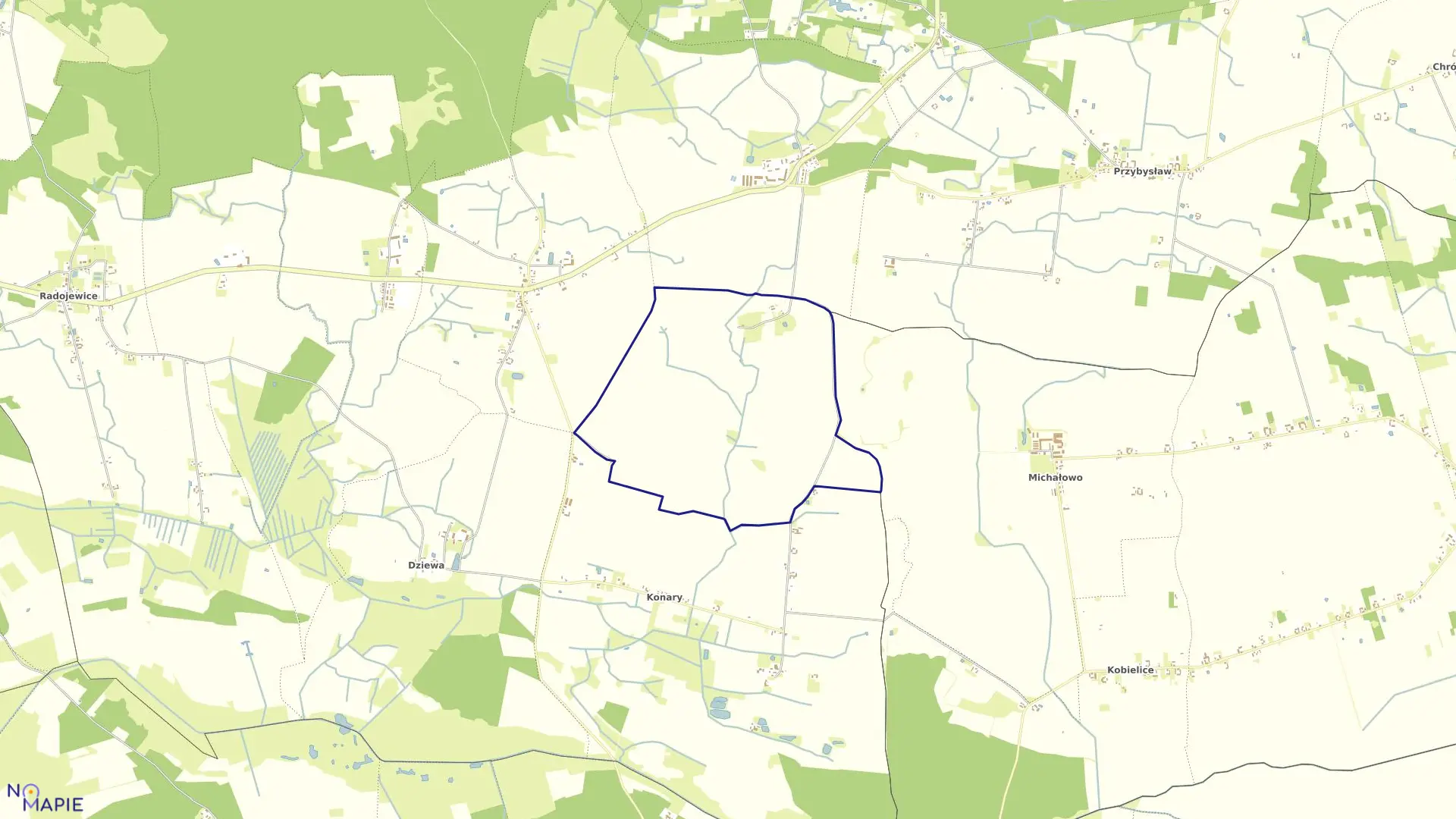 Mapa obrębu Głojkowo w gminie Dąbrowa Biskupia