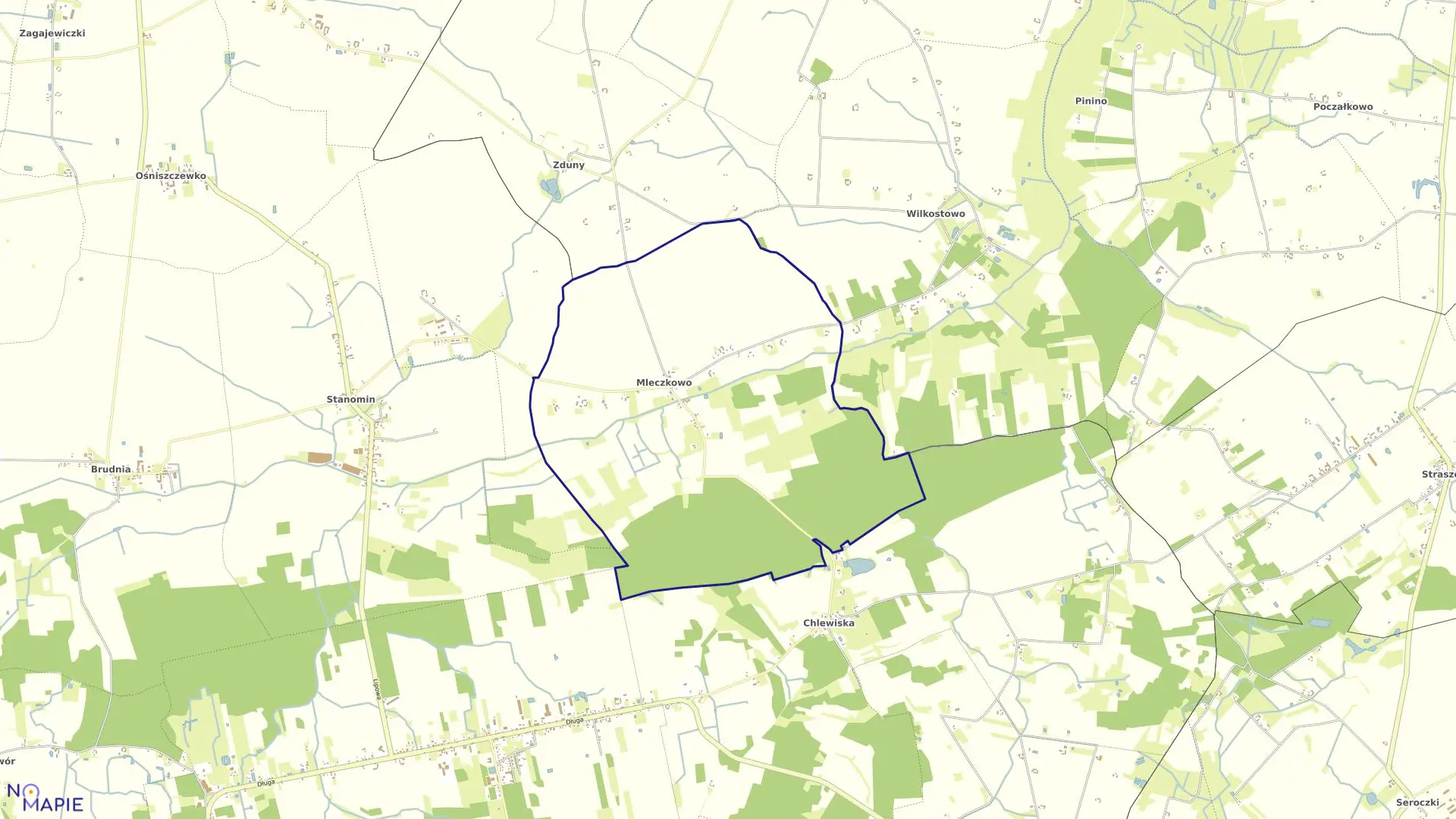 Mapa obrębu Mleczkowo w gminie Dąbrowa Biskupia