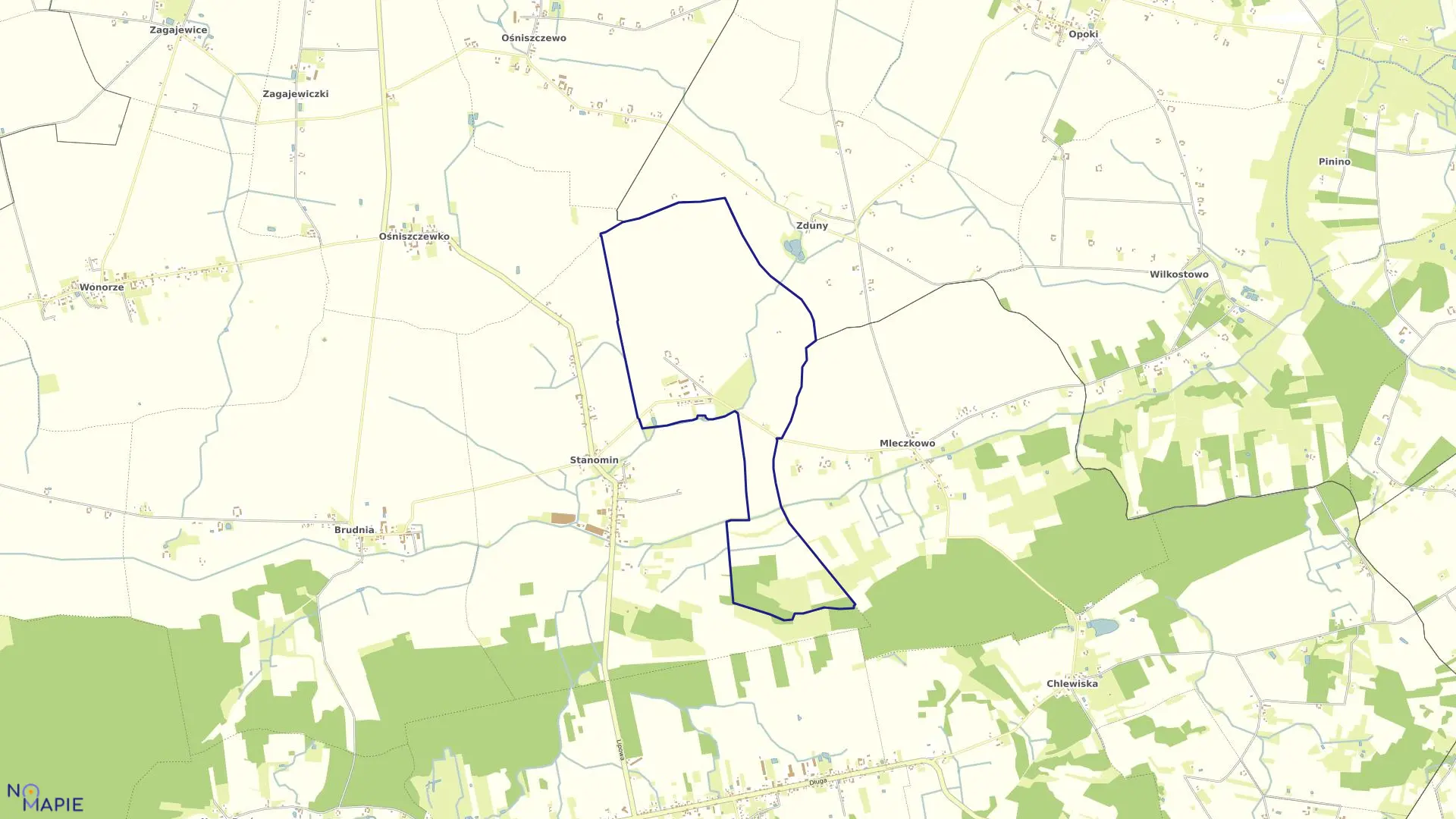 Mapa obrębu Wola Stanomińska w gminie Dąbrowa Biskupia